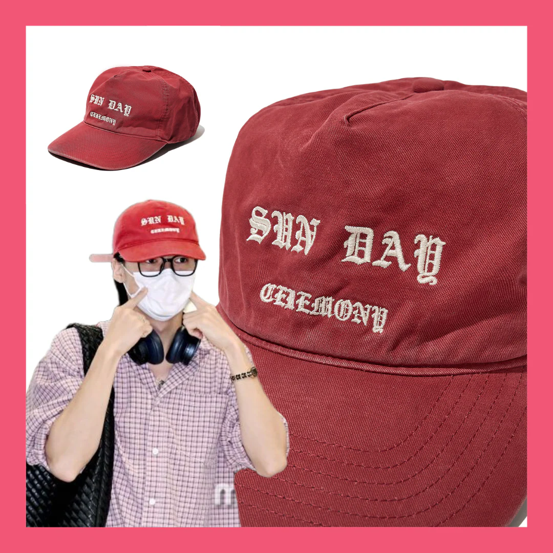 [ATEEZ WOOYOUNG PICK] SUNDAY CEREMONY VINTAGE WASHED COTTON CAP (RED)