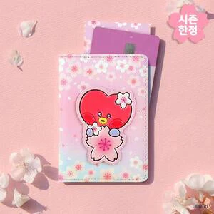 BT21 - CHERRY BLOSSOM LEATHER PATCH CARD CASE TATA