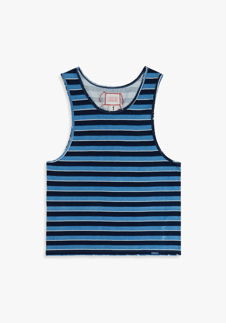 [BTS V PICK] TUEWID DISTRESSED SOLSTICE TANK TOP IN INDIGO STRIPE