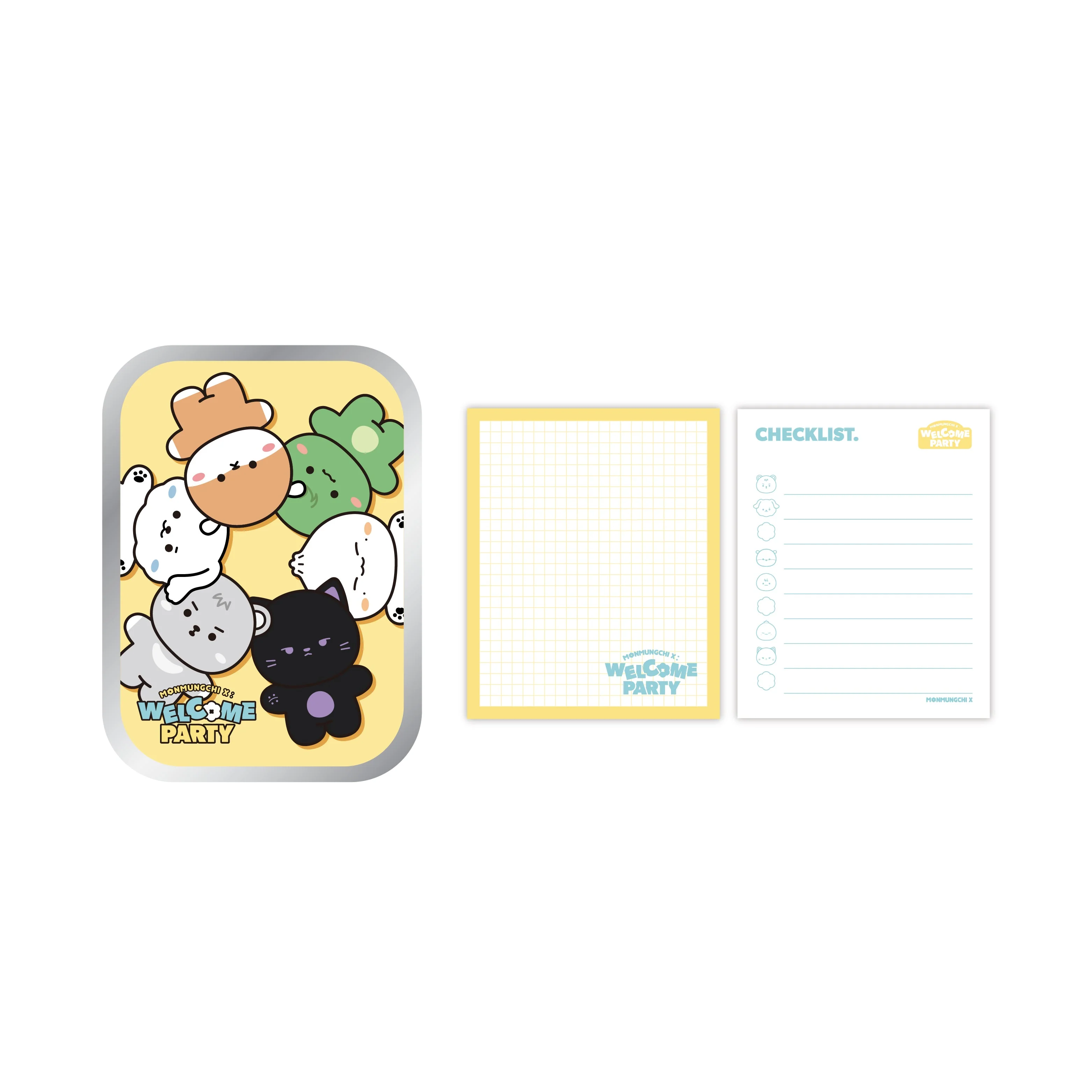 MONSTA X - MONMUGCHI X : WELCOME PARTY POP UP STORE OFFICIAL MD MONMUNGCHI X TIN CASE + MEMO PAD SET